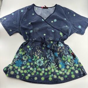 Actual Floral Scrub Top Blue